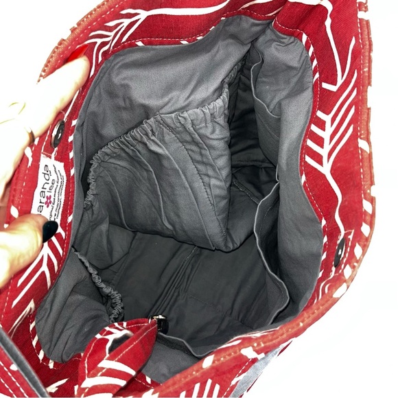 MARANDA‎ LEE Red White Printed Tote Bag Diaper Bag Carry All Canvas Over Sized - Picture 9 of 12